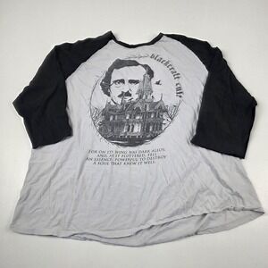 Blackcraft Cult Shirt Mens 2XL Gray Poe Mansion Graphic 3/4 Sleeve Raglan Tee